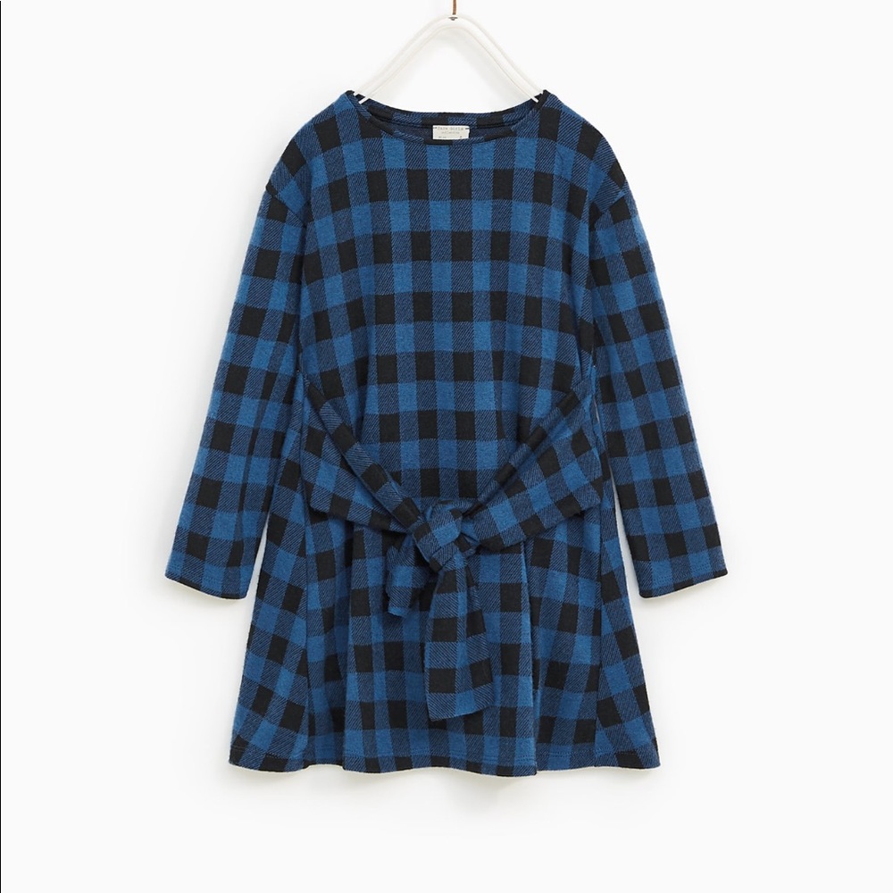 Zara Kids Blue Check tie dress size 5 yrs